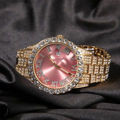 Gold Pink Face Watch