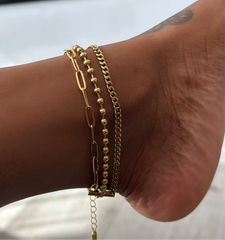 Trio Chained Anklet ❥