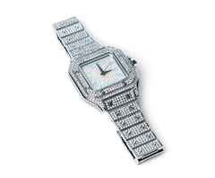 Iced Out Watch - Silver Blue