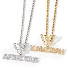 Custom Name + Butterfly Necklace