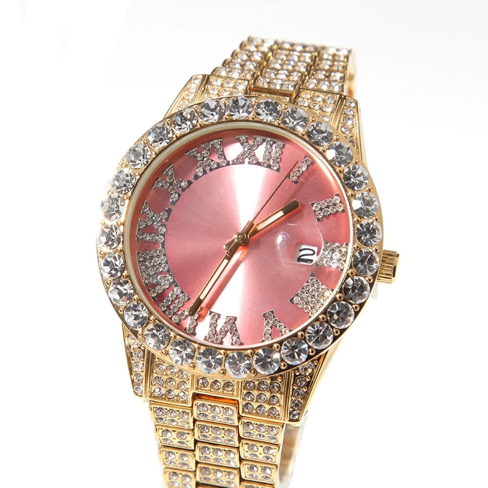 Gold Pink Face Watch
