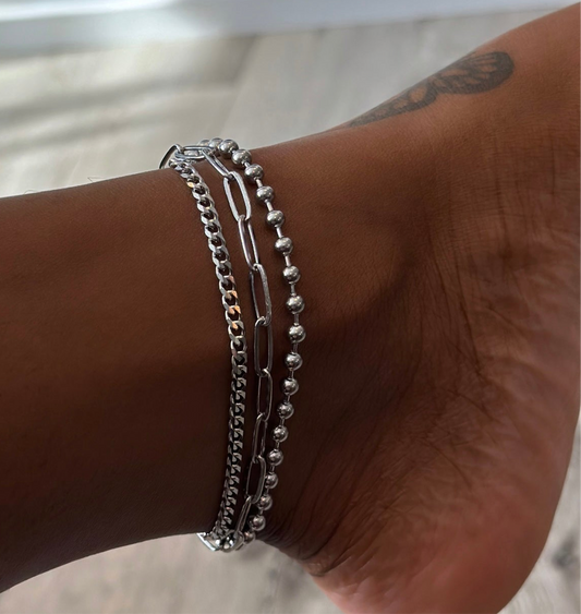 Trio Chained Anklet ❥