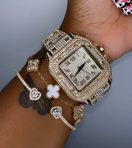 Iced Out Gold Watch