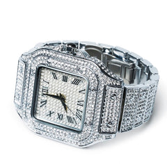 Iced Out Watch - Silver Black